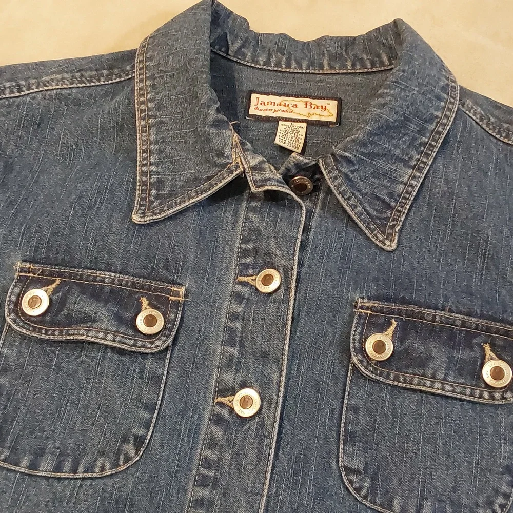Vintage 80's JAMAICA BAY Blue Denim Button Up Jean Jacket Womens Size L - Picture 6 of 12